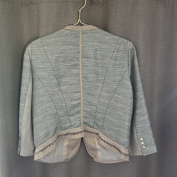 White House Black Market Illuminant Tweed Jacket Iridescent Gold SZ12 - Picture 6 of 7